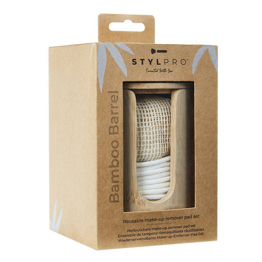 Bamboo Barrel with 8 Reusable Bamboo Pads